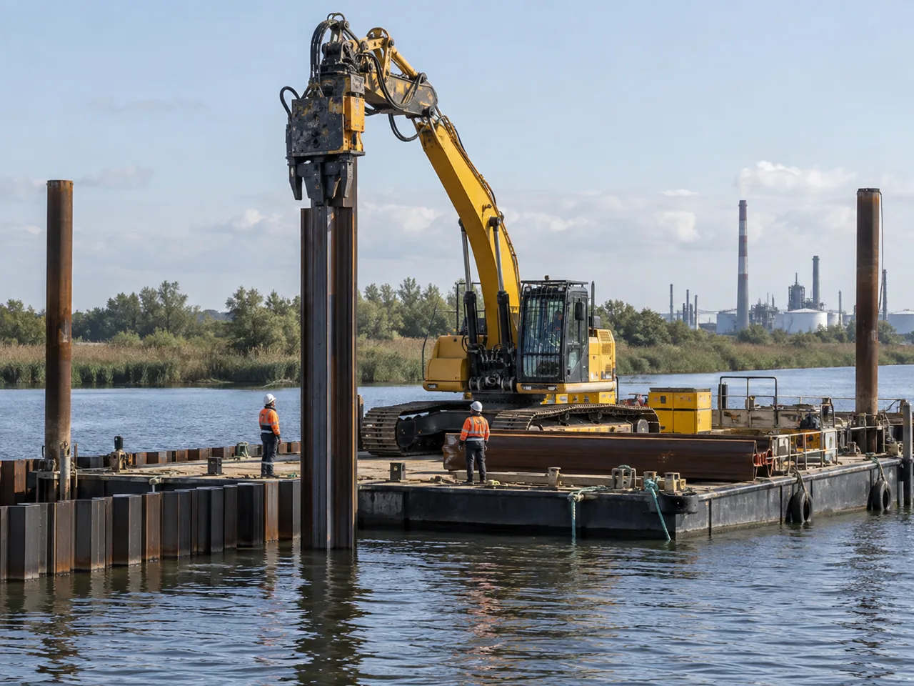 Визуализация свайных работ с воды