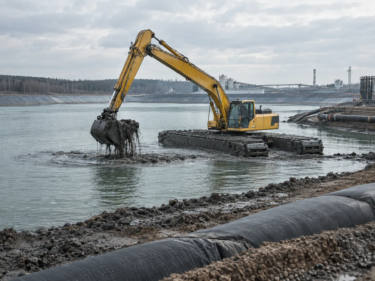 Визуализация расчистки промышленного водоёма